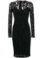 Paule Ka Lace Detail Dress - Black