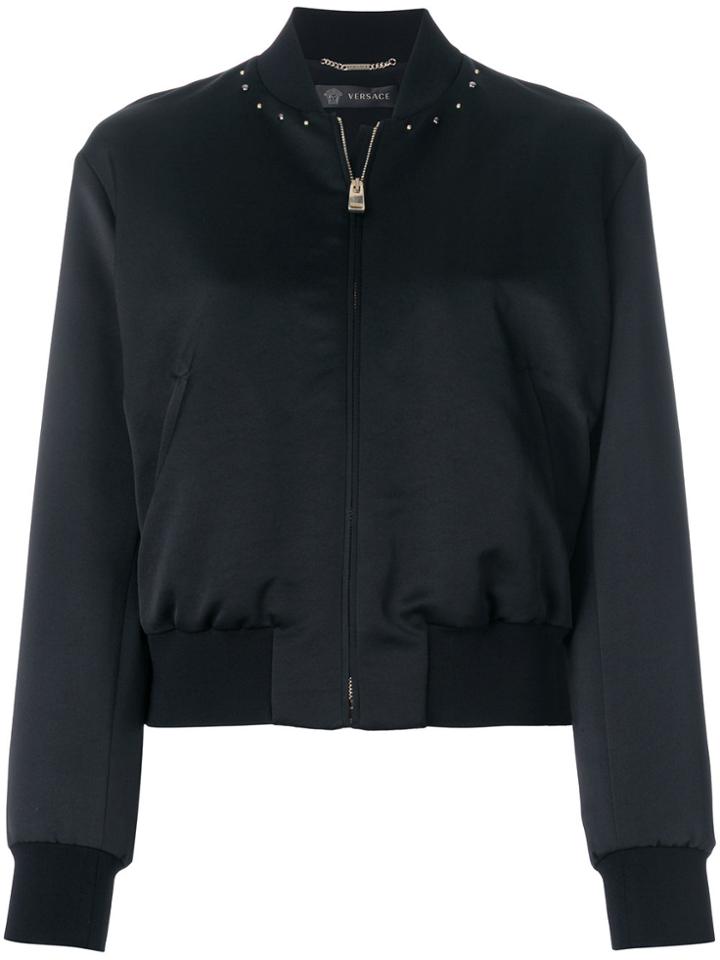 Versace Embellished Logo Bomber Jacket - Black