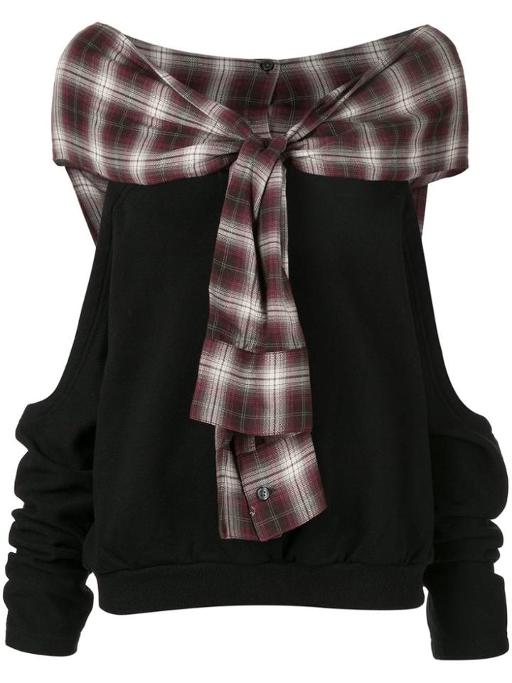 Ground Zero Tied Shirt Dropped Sweatshirt - Black