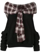Ground Zero Tied Shirt Dropped Sweatshirt - Black
