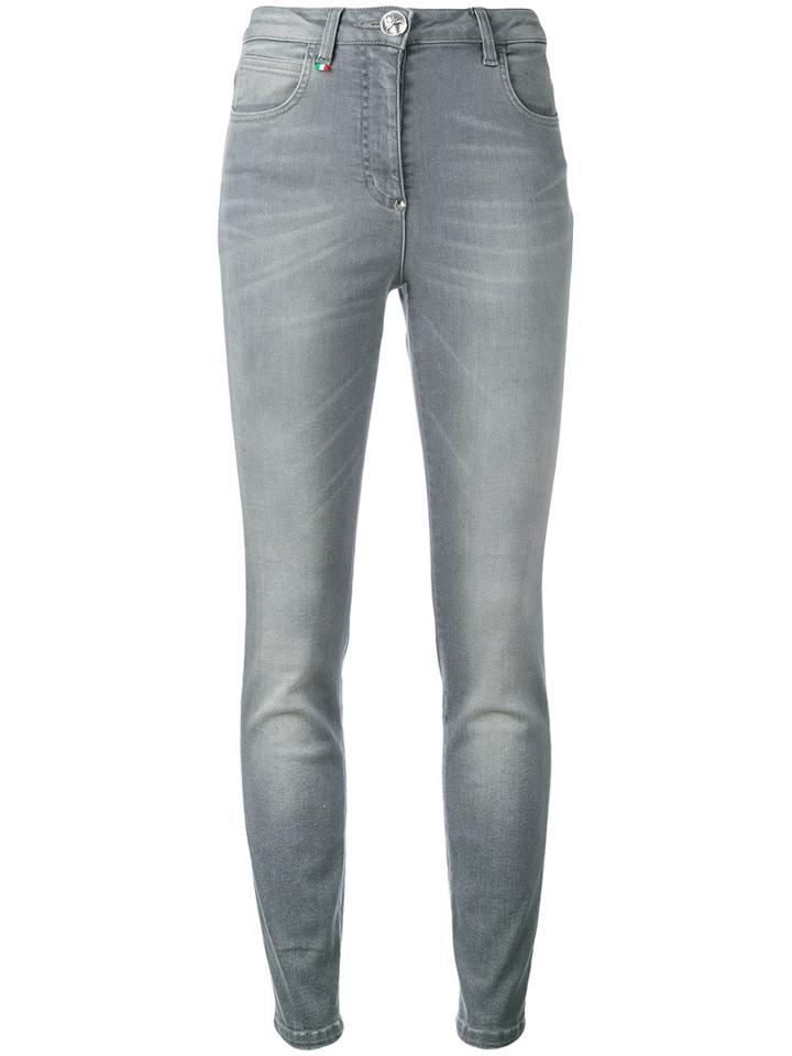 Philipp Plein - Embroidered Skinny Jeans - Women - Cotton/polyester/spandex/elastane - 29, Grey, Cotton/polyester/spandex/elastane