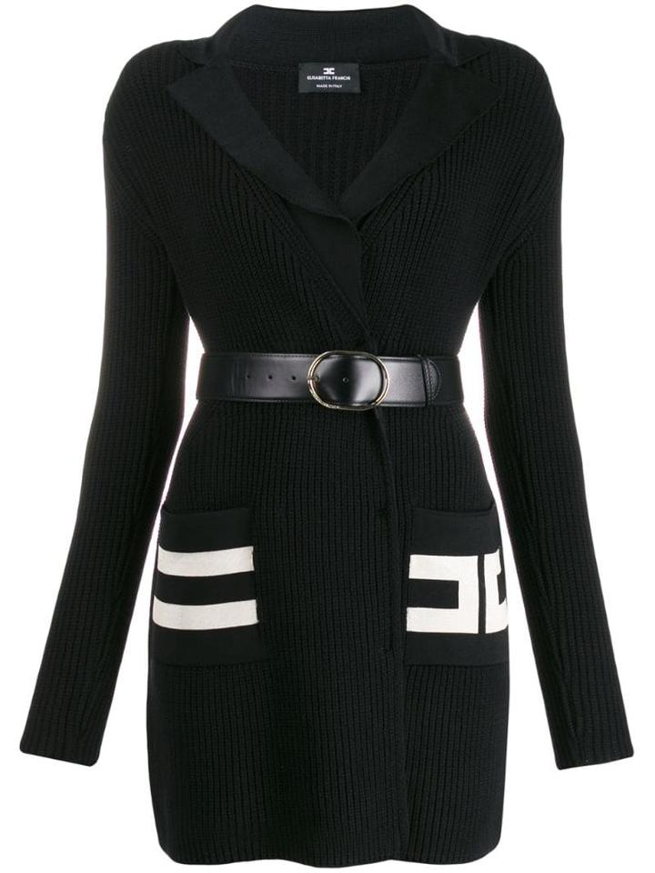 Elisabetta Franchi Ribbed Knit Fitted Dress - Black