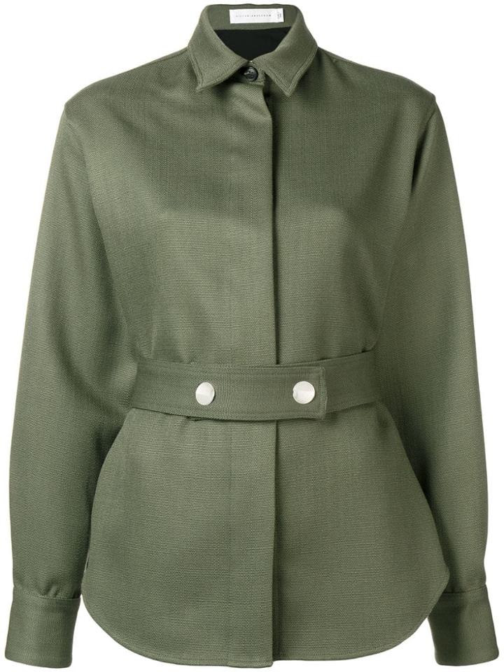 Victoria Beckham Belted Long-sleeve Shirt - Green