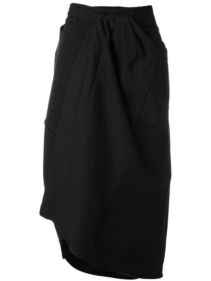 Atelier Suppan Ruched Detail Wrap Skirt, Women's, Size: 2, Black, Cotton