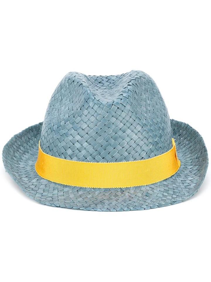 Etro Panama Hat, Men's, Size: Medium, Blue, Cotton/viscose/padanus Fibre