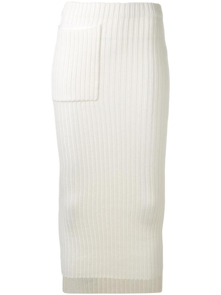 Joseph Ribbed Skirt, Women's, Size: Medium, White, Viscose/wool/nylon/spandex/elastane
