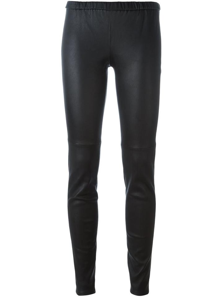 Michael Michael Kors Classic Leggings, Women's, Size: 0, Black, Sheep Skin/shearling/calf Leather