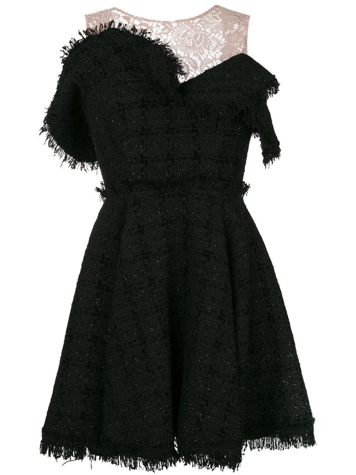 Msgm Lace Panel Flared Dress - Black