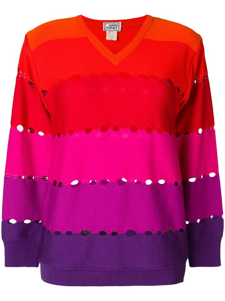 Versace Vintage Blockcolour Cutout Knitted Jumper - Multicolour