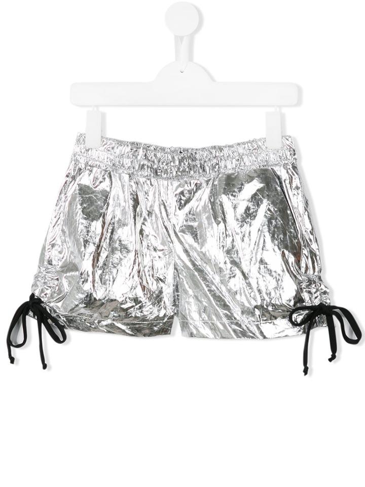 Msgm Kids Metallic (grey) Drawstring Shorts, Girl's, Size: 8 Yrs