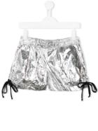 Msgm Kids Metallic (grey) Drawstring Shorts, Girl's, Size: 8 Yrs