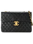 Chanel Vintage Jumbo Quilted Shoulder Bag - Black