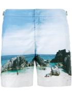 Orlebar Brown Bulldog Rocky Beach Swim Shorts, Men's, Size: 32, Blue, Polyester