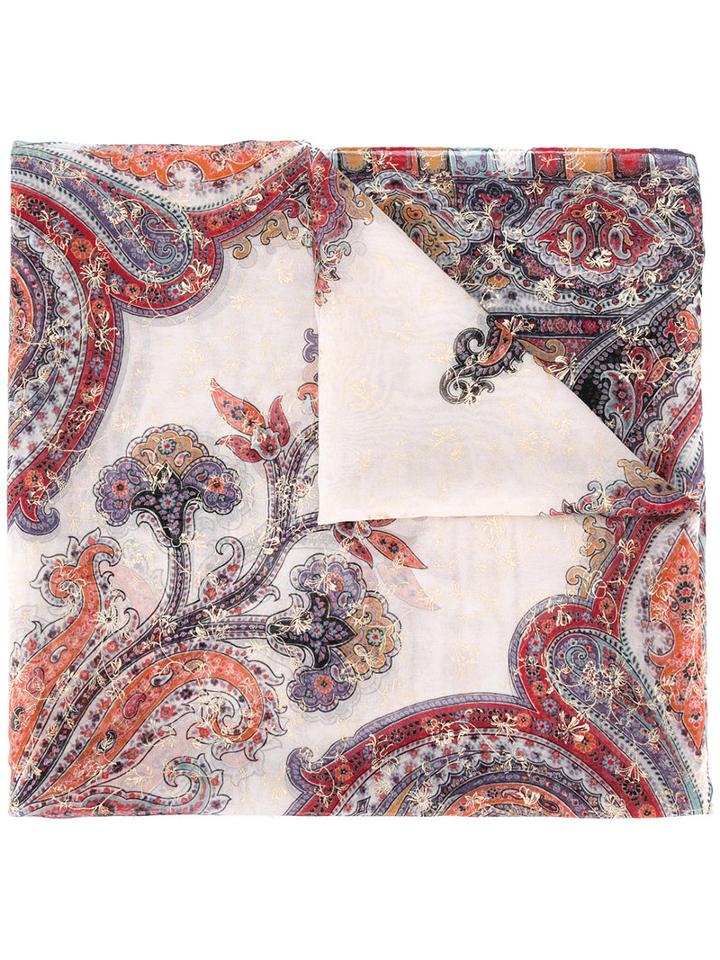 Etro Paisley Print Sequin Embellished Scarf, Women's, Red, Silk