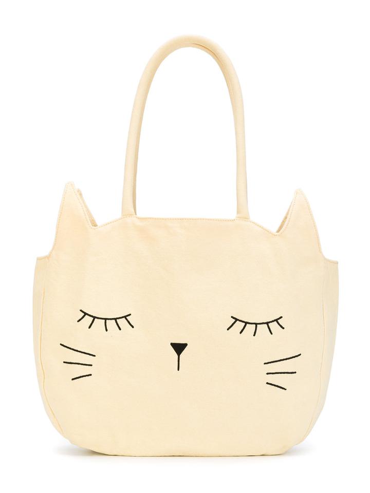 Emile Et Ida - Embroidered Cat Shoulder Bag - Kids - Cotton - One Size, Girl's, Yellow/orange