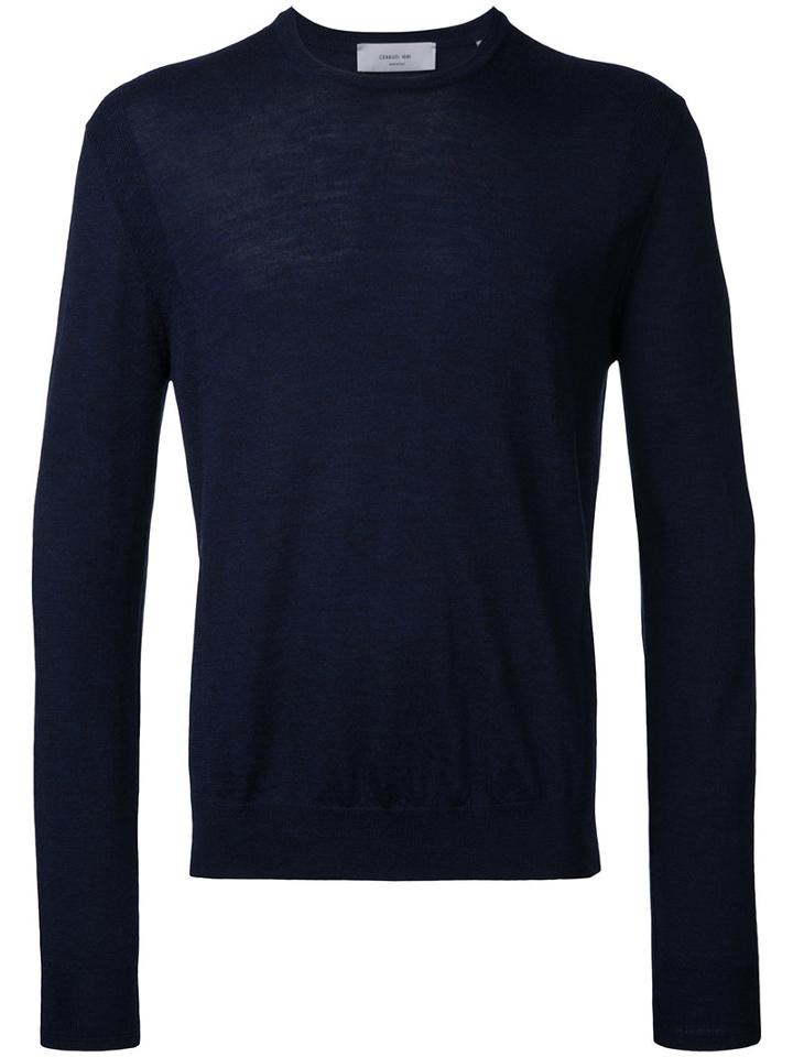 Cerruti 1881 Crew-neck Jumper, Men's, Size: Large, Blue, Wool