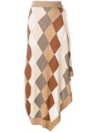 Pringle Of Scotland Asymmetric Argyle Knit Skirt - Nude & Neutrals