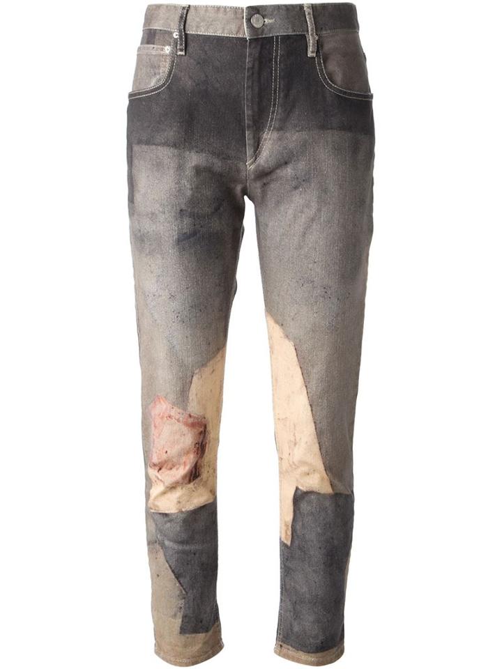 Isabel Marant Patchwork Print Jeans, Women's, Size: 40, Grey, Cotton/spandex/elastane