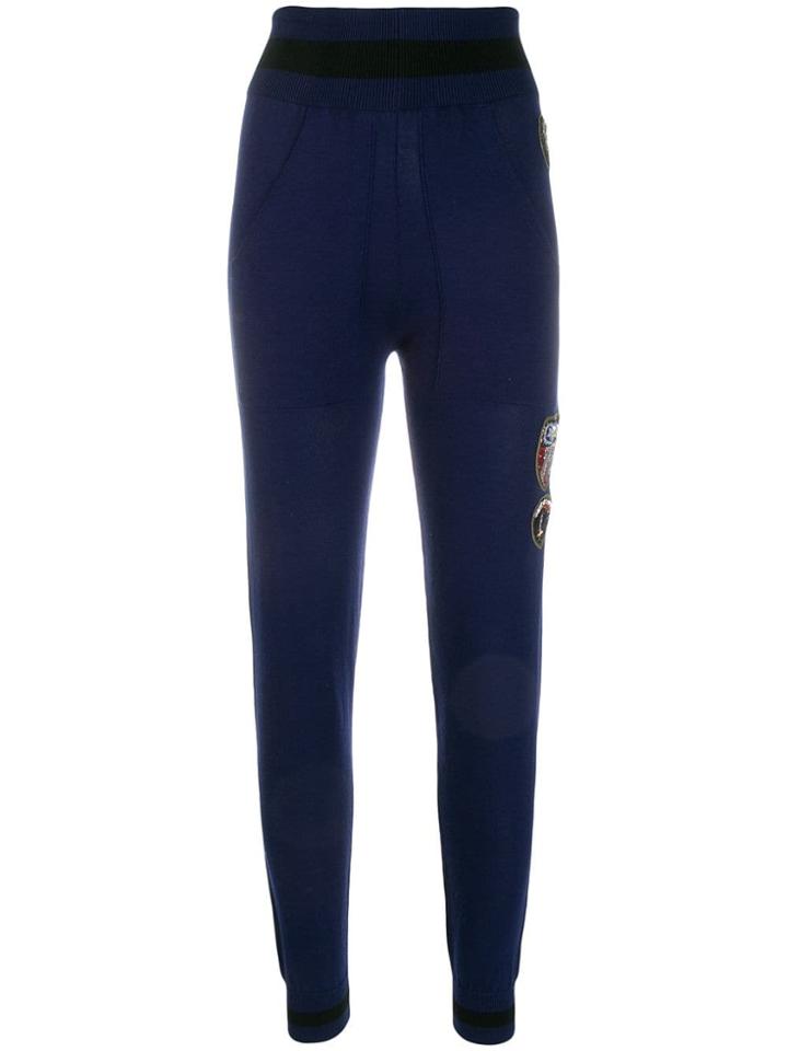 Mr & Mrs Italy Embroidered Leggings - Blue