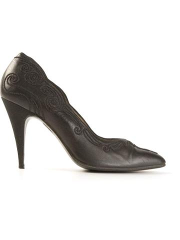 Gianni Versace Vintage Ornate Stitch Pumps