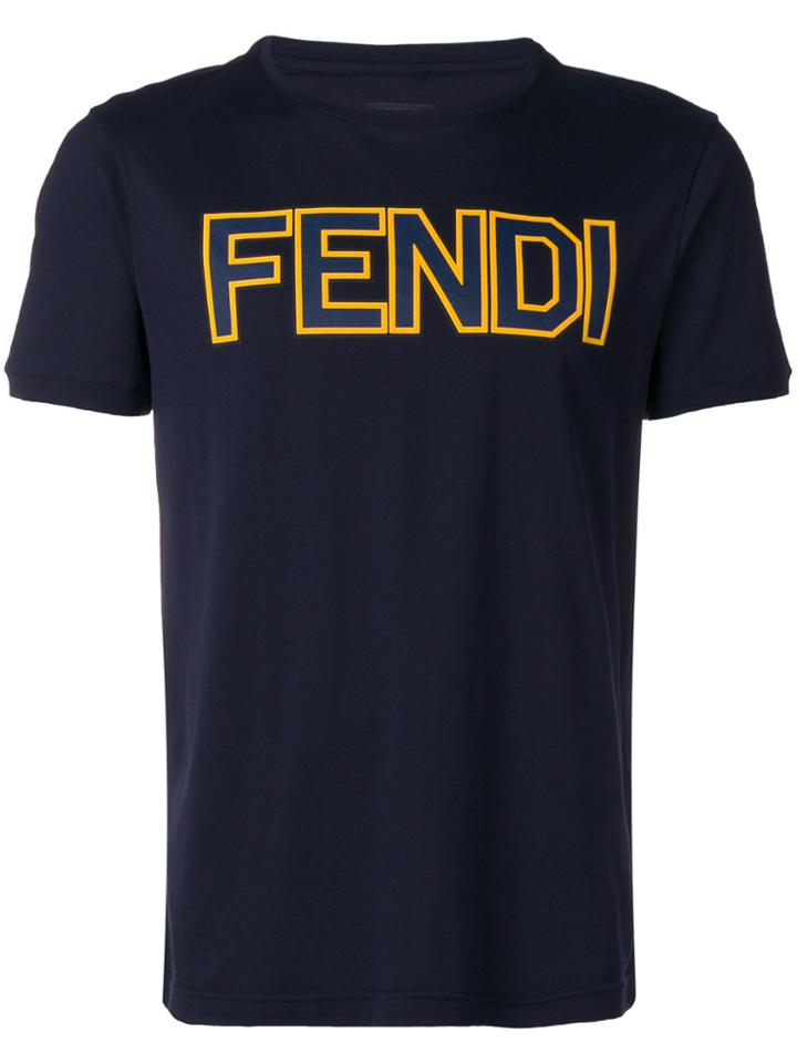 Fendi Logo Print T-shirt - Blue