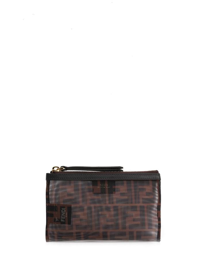 Fendi Ff Logo Makeup Bag - Brown