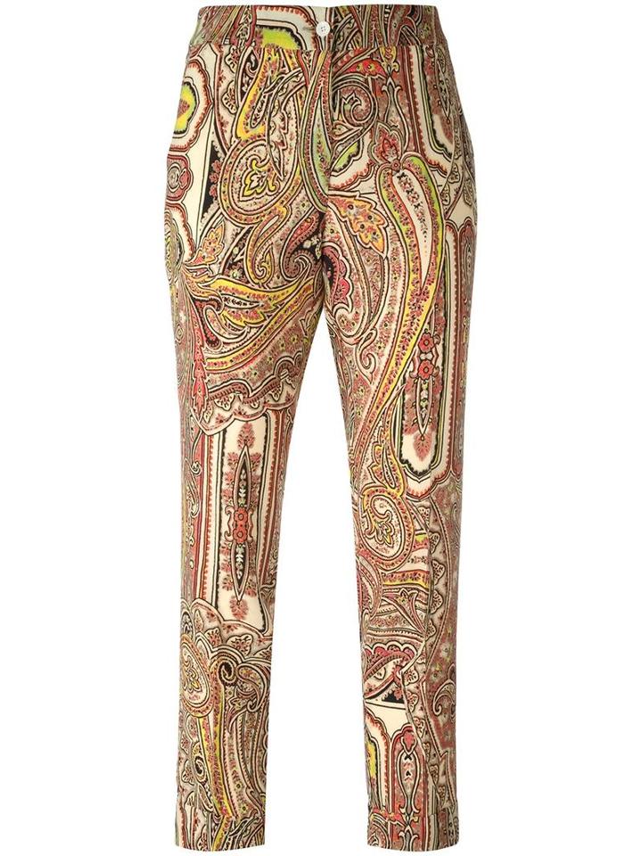Etro Printed Cropped Trousers, Women's, Size: 44, Nude/neutrals, Wool