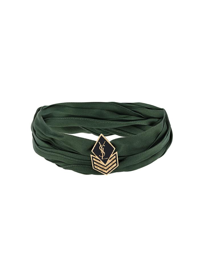 Saint Laurent Monogram Army Plaque Necklace - Green