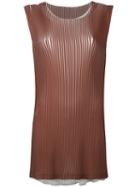 Issey Miyake - Concertina Tank - Women - Polyester - 2, Brown, Polyester