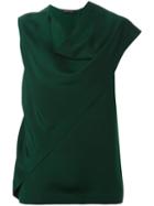 Cédric Charlier Draped Asymmetric Top, Women's, Size: 40, Green, Silk