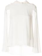 Azzi & Osta Cut-out Sleeve Hooded Blouse - White