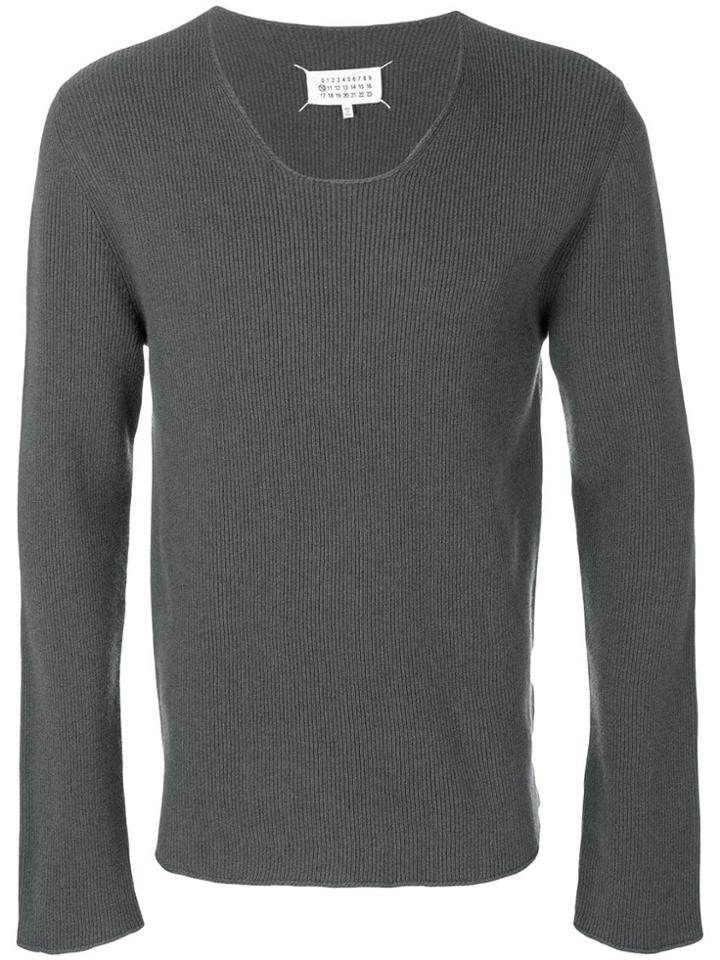 Maison Margiela Low Neck Ribbed Sweater - Grey