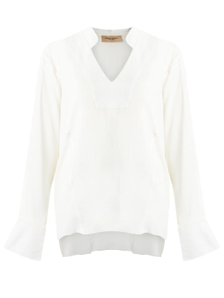 Adriana Degreas V Neck Panelled Shirt - White