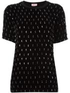 Lanvin Embellished Detail T-shirt, Women's, Size: Xs, Black, Silk/viscose/glass/brass