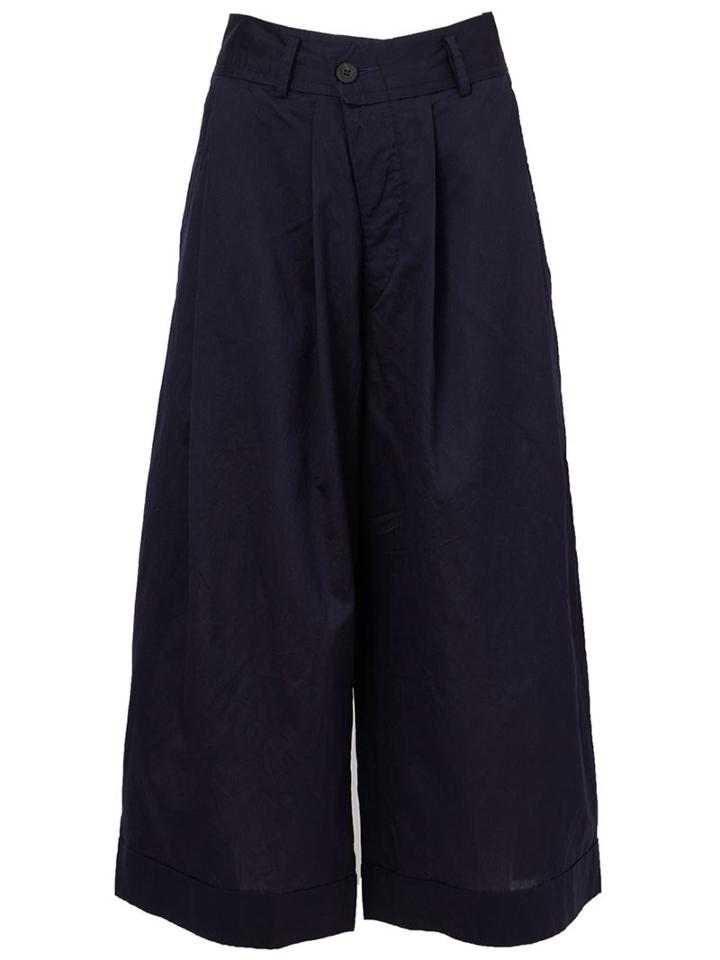 Ziggy Chen Wide Leg Cropped Trousers, Men's, Size: 48, Blue, Silk/cotton