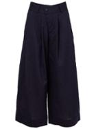 Ziggy Chen Wide Leg Cropped Trousers, Men's, Size: 48, Blue, Silk/cotton