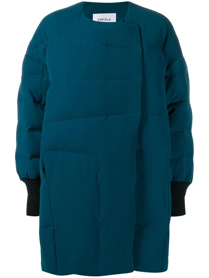 Enföld Oversized Panelled Padded Coat - Blue
