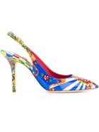 Dolce & Gabbana Carretto Siciliano Print Pumps, Women's, Size: 40.5, Leather/patent Leather