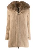 Herno Ribbed Cashmere Zip-up Jacket - Neutrals
