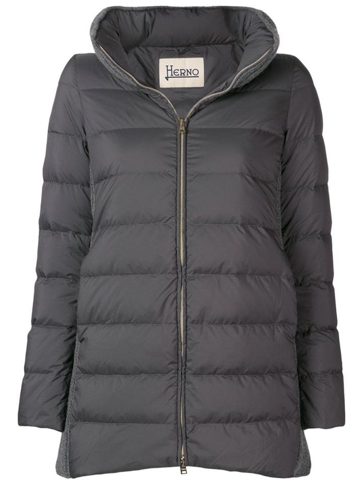 Herno Cable Knit Padded Coat - Grey