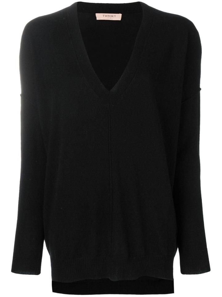 Twin-set Oversized Long-sleeve Sweater - Black