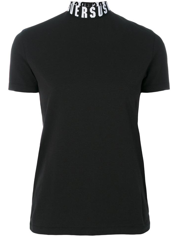 Versus - Branded Neck T-shirt - Women - Cotton/polyamide/polyester/spandex/elastane - S, Black, Cotton/polyamide/polyester/spandex/elastane