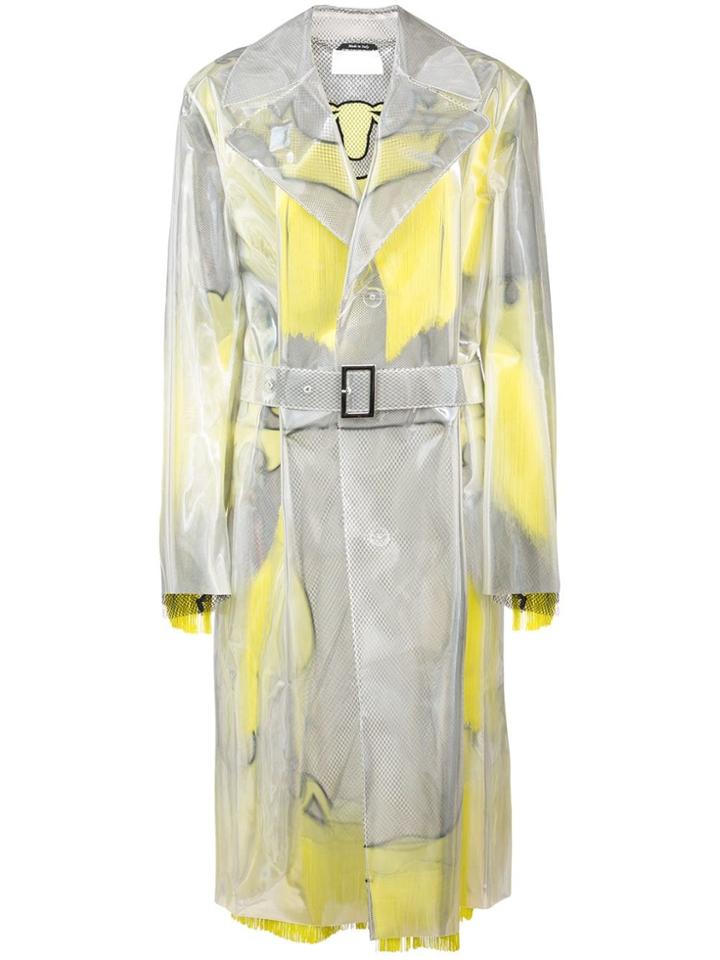 Maison Margiela Sheer Fringe Trim Trench Coat - Metallic