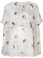 Malaika Raiss Printed Layered Blouse - White