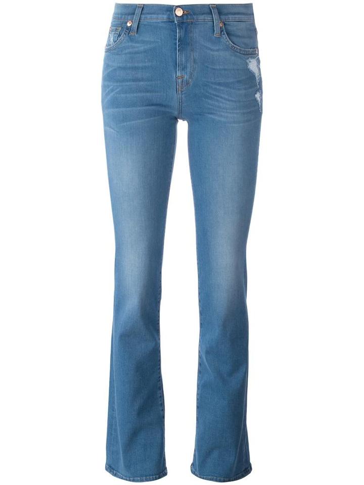7 For All Mankind Stonewashed Bootcut Jeans, Women's, Size: 29, Blue, Cotton/polyester/modal/spandex/elastane