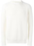 Sunnei Ribbed Pullover, Men's, Size: Large, White, Virgin Wool