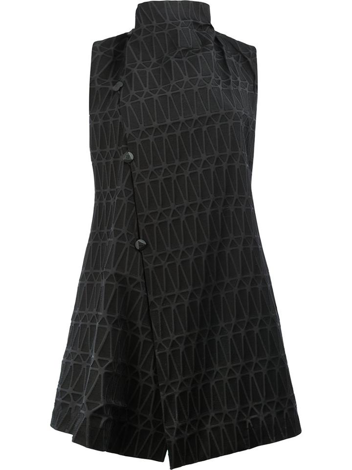 Issey Miyake Sleeveless Geometric Jacket, Women's, Size: 2, Black, Cotton/polyester/lyocell