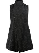 Issey Miyake Sleeveless Geometric Jacket, Women's, Size: 2, Black, Cotton/polyester/lyocell