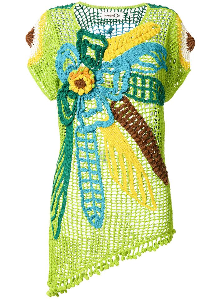 Kansai Yamamoto Vintage Flower Design Crochet Top - Multicolour