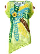Kansai Yamamoto Vintage Flower Design Crochet Top - Multicolour
